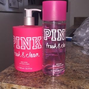 Victoria’s Secret pink lotion and body mist